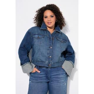 Ulla Popken Giacca di jeans Frange Collo Camicia  