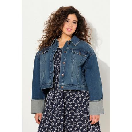 Ulla Popken Giacca di jeans Frange Collo Camicia  