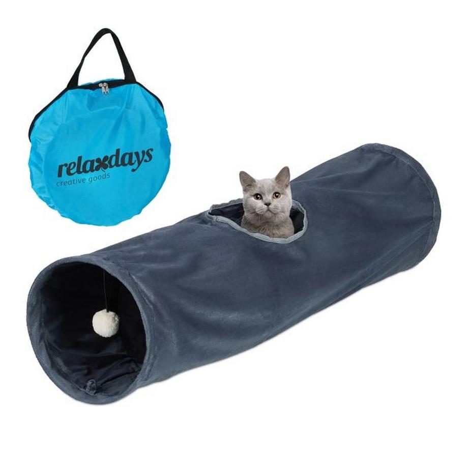 Tunnel pliable pour chat avec peluche