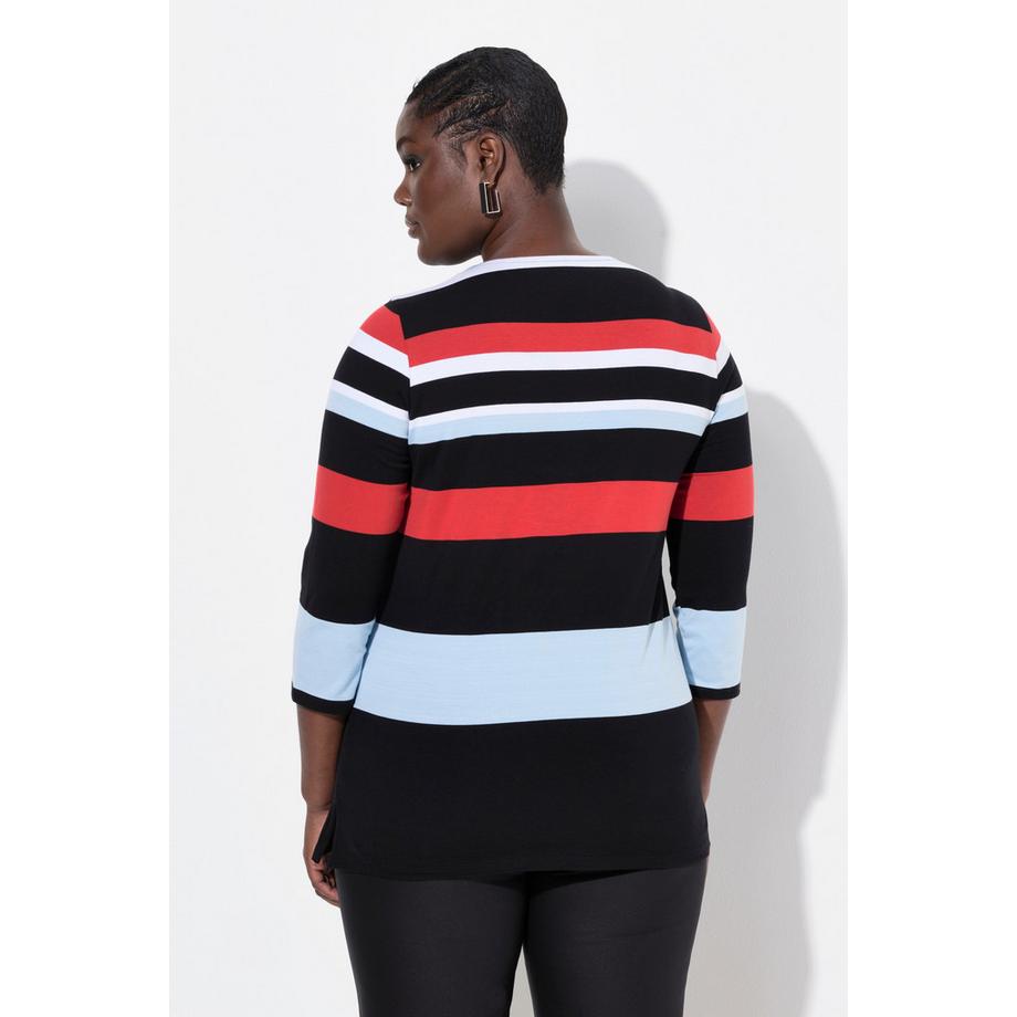 Ulla Popken Maglia Righe Girocollo Maniche 3/4 Cotone Pima  