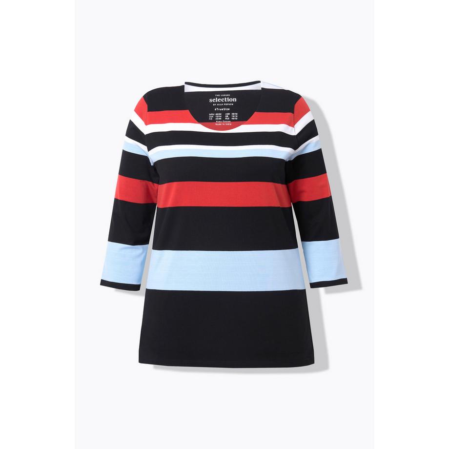 Ulla Popken Maglia Righe Girocollo Maniche 3/4 Cotone Pima  