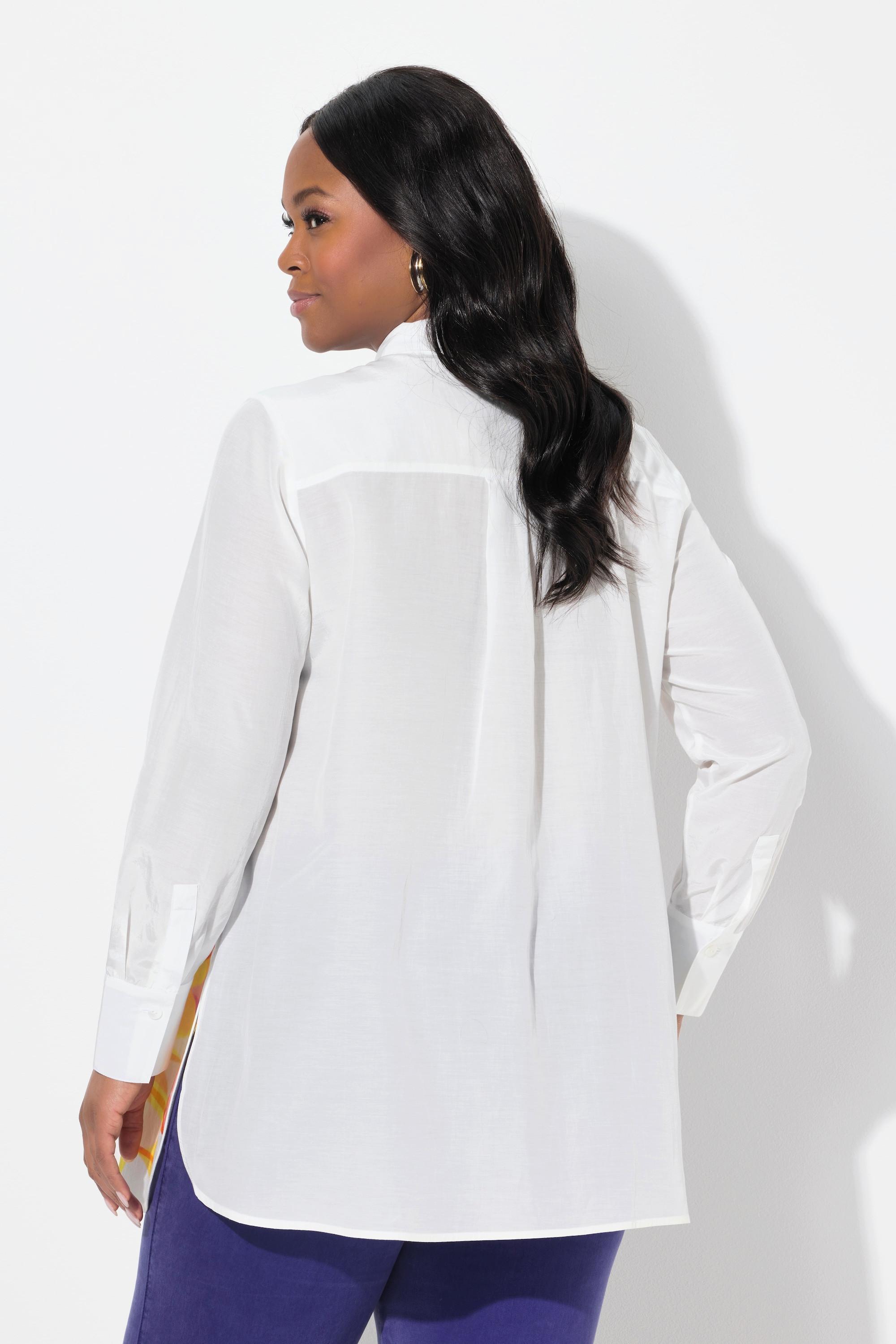 Ulla Popken Flamingo A-Linie Langarm Bluse Hemdkragen  