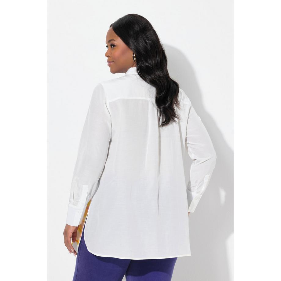 Ulla Popken Flamingo Coupe Evasée Manches Longues Chemisier Col Chemise  