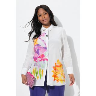 Ulla Popken Flamingo A-Linie Langarm Bluse Hemdkragen  