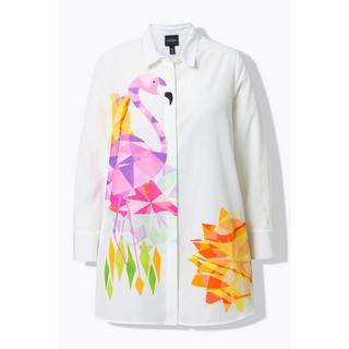 Ulla Popken Flamingo A-Linie Langarm Bluse Hemdkragen  