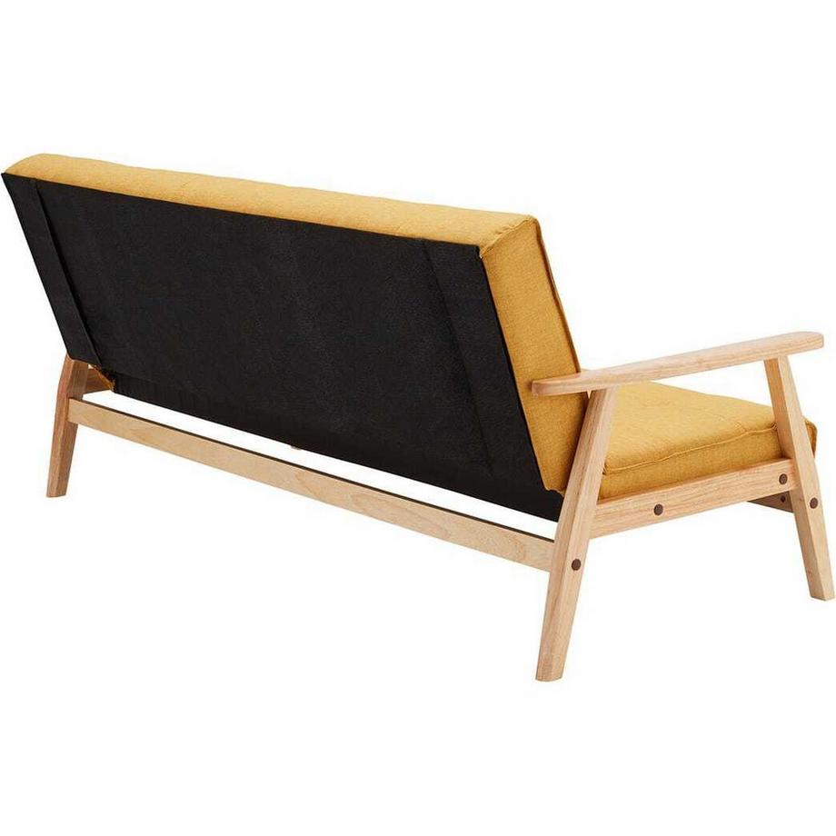 mutoni Canapé-lit 3 places tissu structuré jaune moutarde 190  