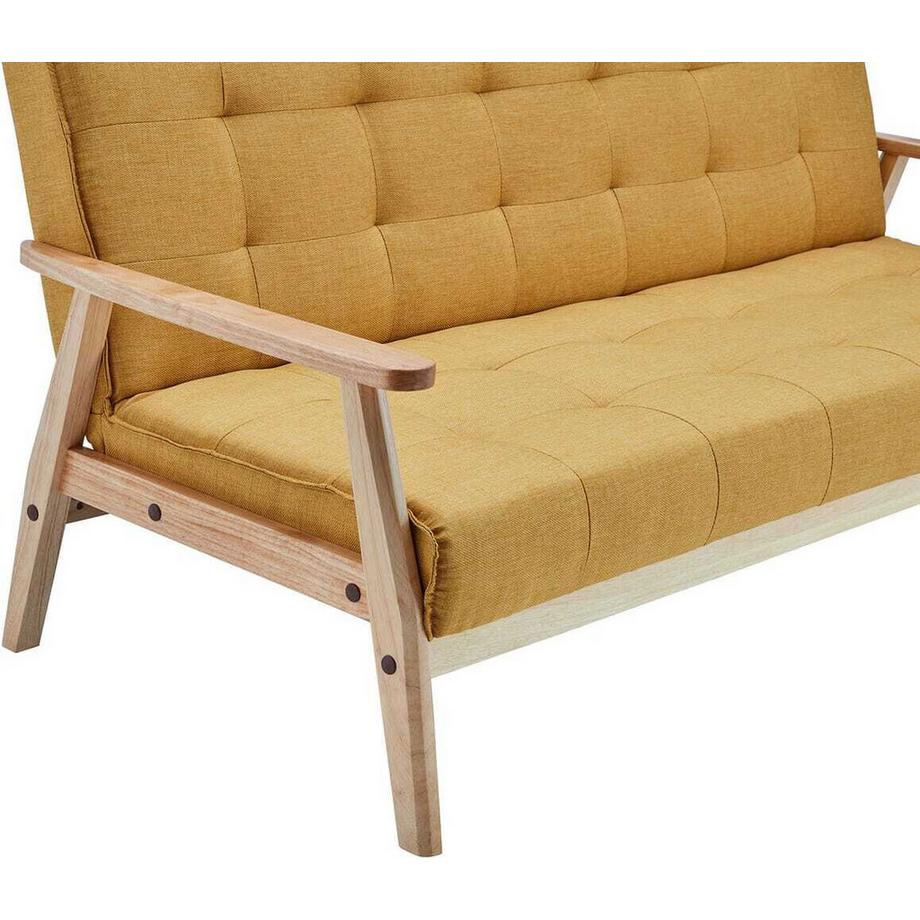 mutoni Canapé-lit 3 places tissu structuré jaune moutarde 190  