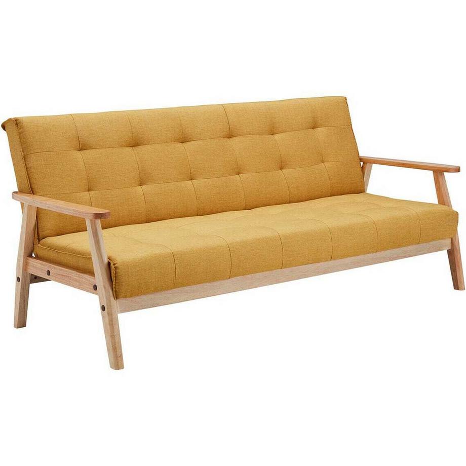mutoni Canapé-lit 3 places tissu structuré jaune moutarde 190  