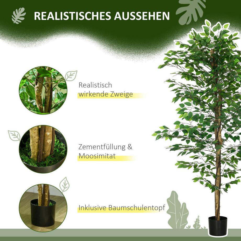 HOMCOM Künstliche Ficus-Pflanze  