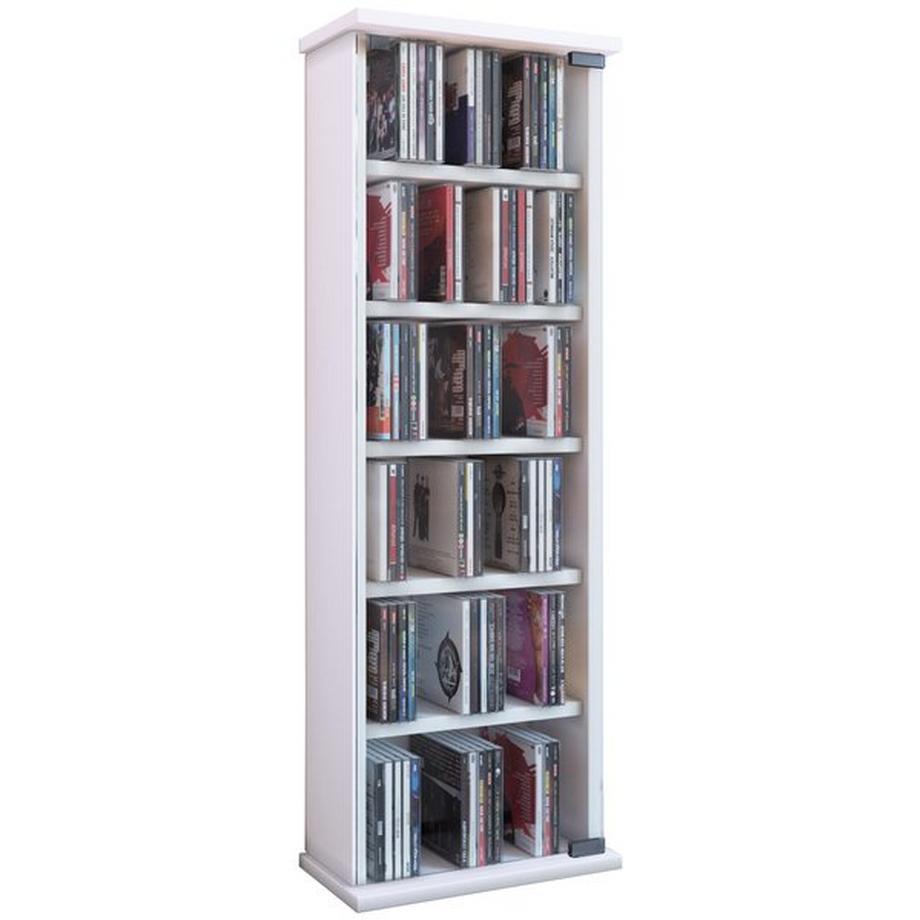 VCM CD Regal Holz | platzsparender CD Schrank mit ESG-Sicherheitsglastüren für 150 CDs oder 65 DVDs oder 36-Videos | Maße: H. 92 x B. 31 x T. 18 cm |  