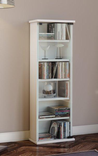 VCM CD Regal Holz | platzsparender CD Schrank mit ESG-Sicherheitsglastüren für 150 CDs oder 65 DVDs oder 36-Videos | Maße: H. 92 x B. 31 x T. 18 cm |  