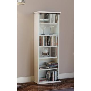 VCM CD Regal Holz | platzsparender CD Schrank mit ESG-Sicherheitsglastüren für 150 CDs oder 65 DVDs oder 36-Videos | Maße: H. 92 x B. 31 x T. 18 cm |  