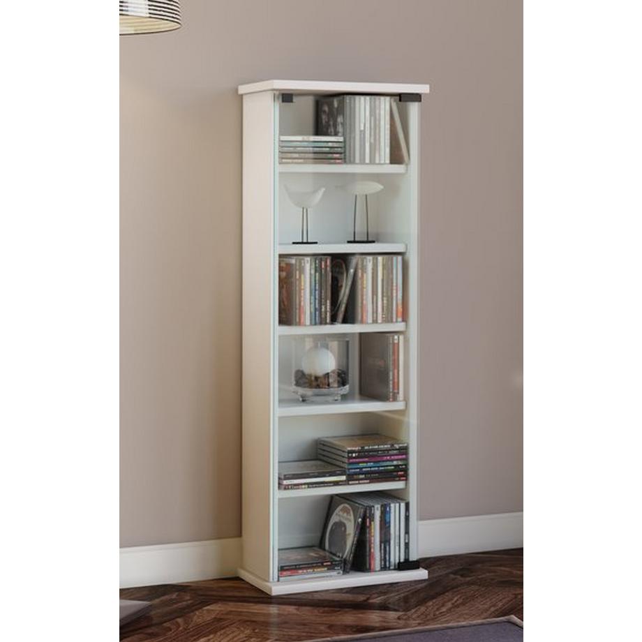 VCM CD Regal Holz | platzsparender CD Schrank mit ESG-Sicherheitsglastüren für 150 CDs oder 65 DVDs oder 36-Videos | Maße: H. 92 x B. 31 x T. 18 cm |  