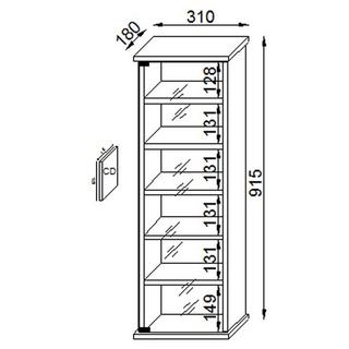 VCM Holz CD DVD Stand Regal Schrank Aufbewahrung Standregal Ständer Vetro Glastür  