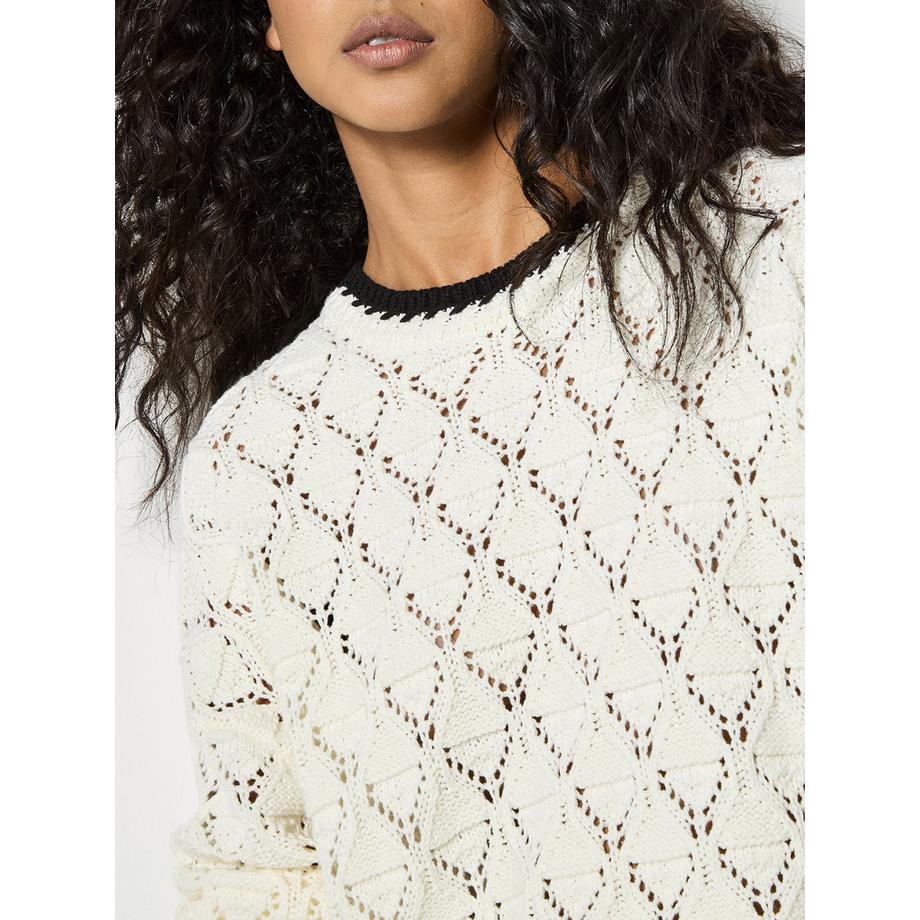 APRICOT Pull en maille pointelle avec couture festonnée  