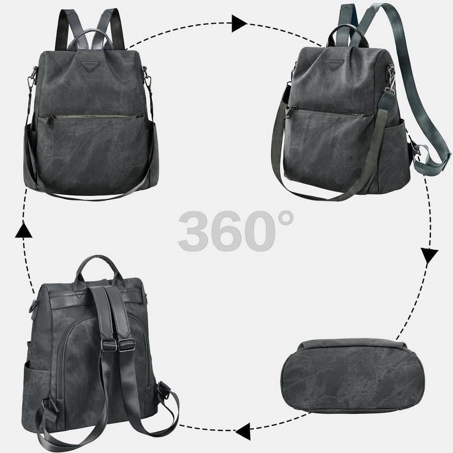 Only-bags.store Petit sac à dos de ville en cuir végétal avec fonctions anti-vol  