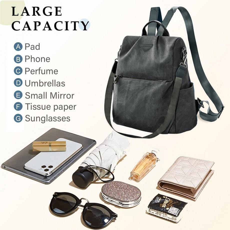 Only-bags.store Petit sac à dos de ville en cuir végétal avec fonctions anti-vol  