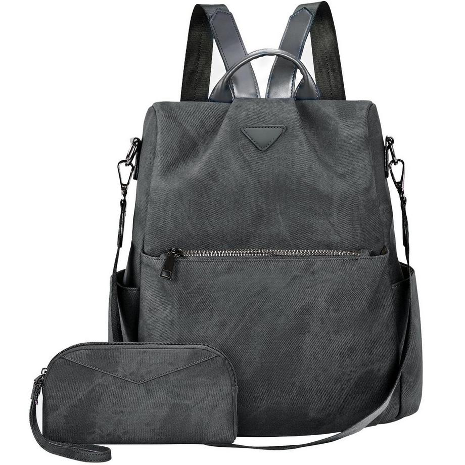 Rucksack klein, Stadtrucksack aus veganem Leder, Rucksack Handtasche Anti-Diebstahl, eleganter Tagesrucksack für Büro, Pendeln, Arbeit