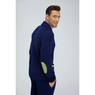 Bellemere New York  Cardigan mérinos bleu marine et vert 