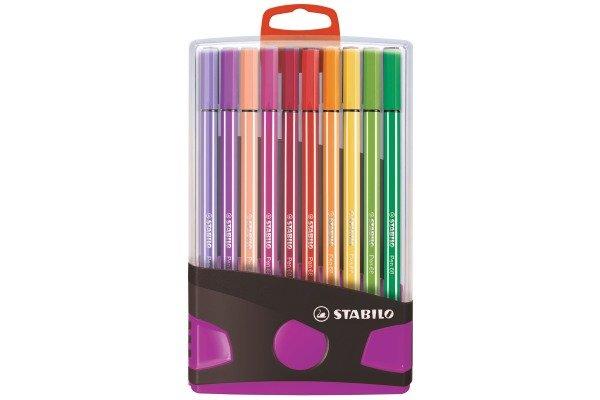 STABILO STABILO Pen 68 - feutre premium - ColorParade - anthracite/rose - avec 20 couleurs  