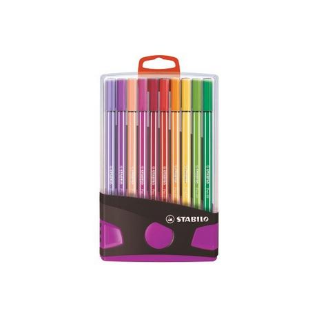 STABILO STABILO Pen 68 - feutre premium - ColorParade - anthracite/rose - avec 20 couleurs  