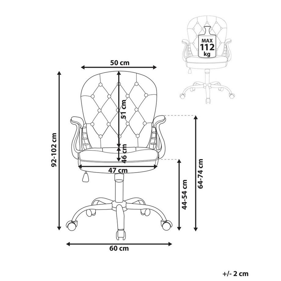 Beliani Sedia da scrivania en Pelle sintetica Glamour PRINCESS  