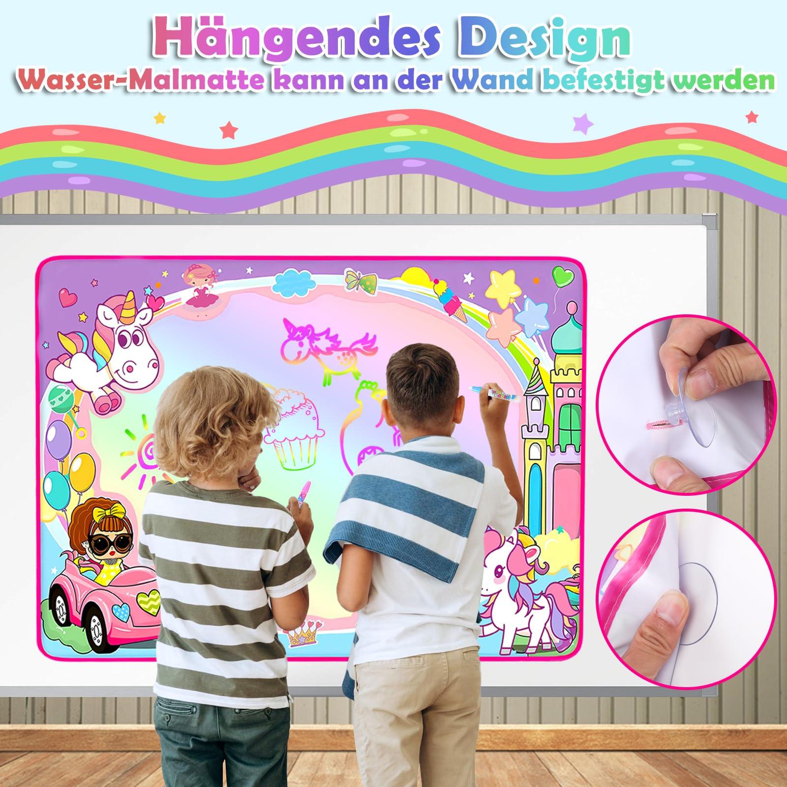 Activity-board  Malmatte mit Wasserstift Wassermatte DoodleWater Malmatte Super Drawing Mat mit 3 Wasserstiften 18 Stempelset Aufbewahrung 