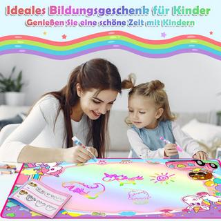 Activity-board  Malmatte mit Wasserstift Wassermatte DoodleWater Malmatte Super Drawing Mat mit 3 Wasserstiften 18 Stempelset Aufbewahrung 