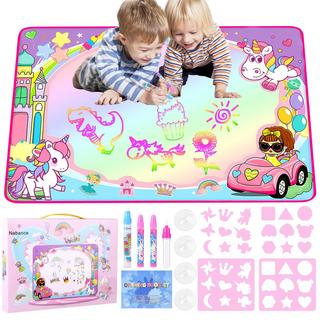 Activity-board  Malmatte mit Wasserstift Wassermatte DoodleWater Malmatte Super Drawing Mat mit 3 Wasserstiften 18 Stempelset Aufbewahrung 