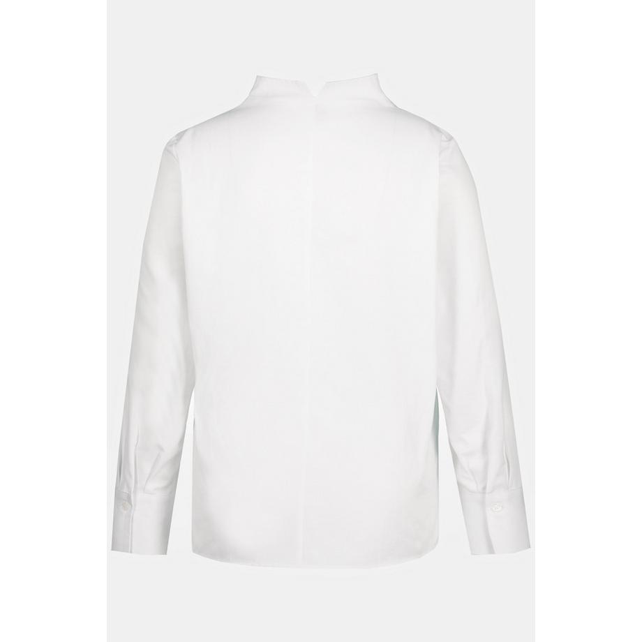 Ulla Popken Chemise en tissu Oxford Col calice Manches longues  