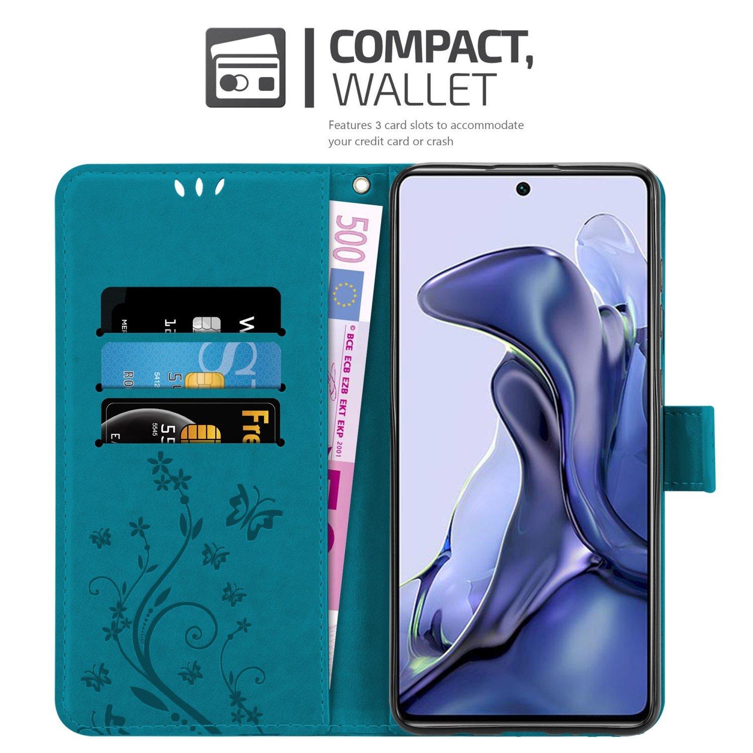 Cadorabo  Housse compatible avec Xiaomi 11T / 11T PRO - Coque de protection au design floral avec fermeture magnétique, fonction de support et emplacements pour cartes 