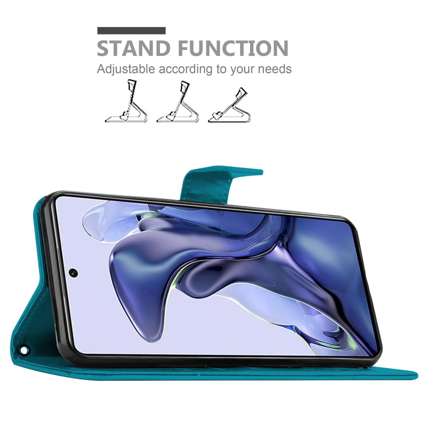 Cadorabo  Housse compatible avec Xiaomi 11T / 11T PRO - Coque de protection au design floral avec fermeture magnétique, fonction de support et emplacements pour cartes 