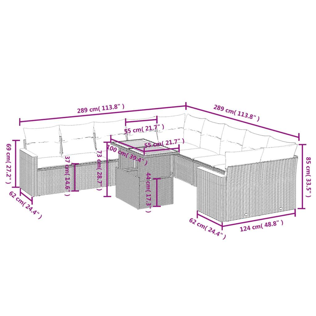 VidaXL Ensemble de canapés de jardin rotin synthétique  