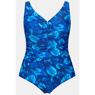 Ulla Popken  Maillot de bain à bonnets souples, matière recyclée, motif feuilles et décolleté en V 