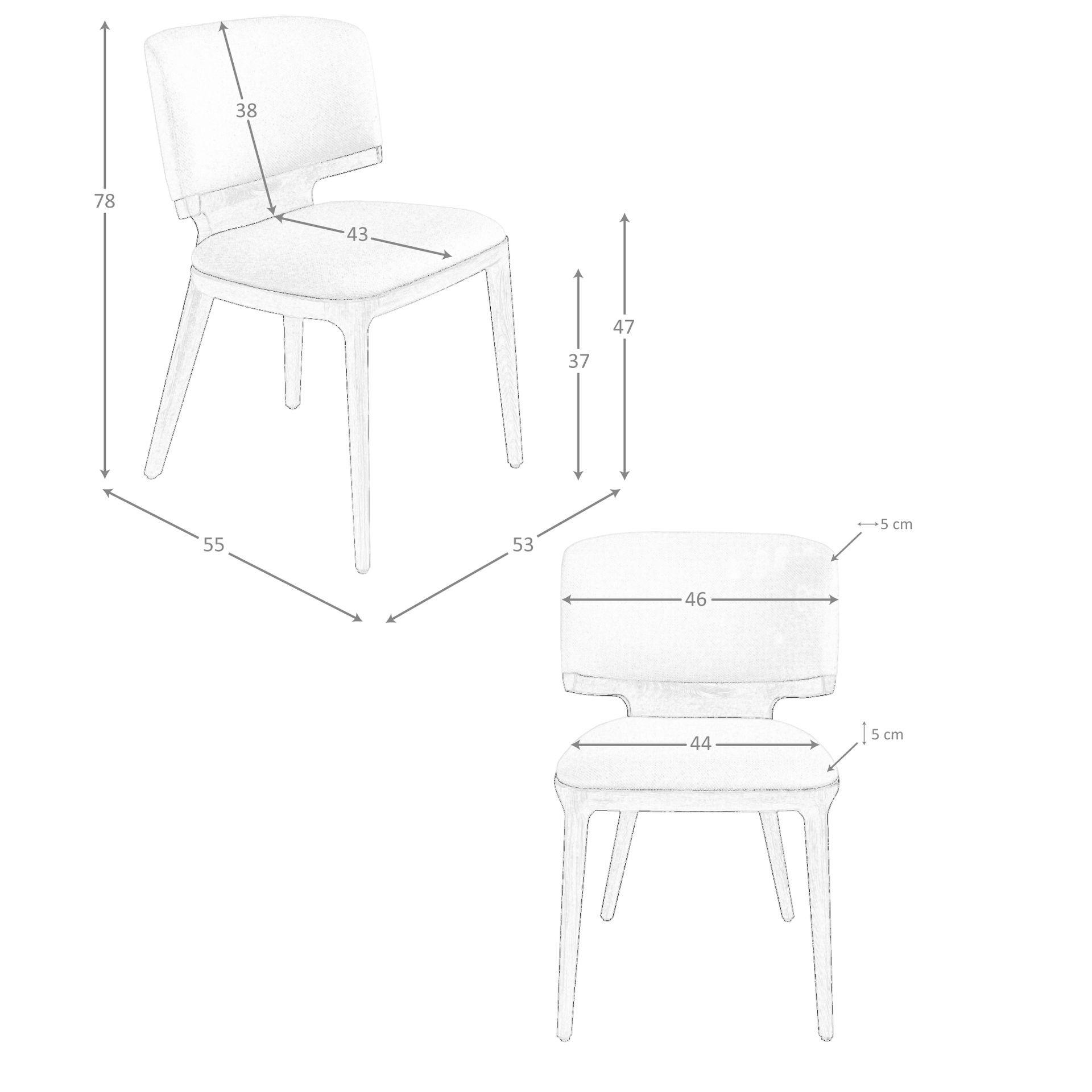 ANGEL CERDA Chaise en tissu gris clair  