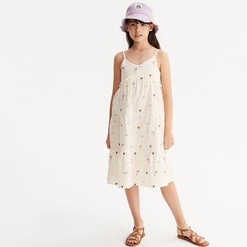 Kleid mit schmalen Trägern und Rüschen aus Baumwolle