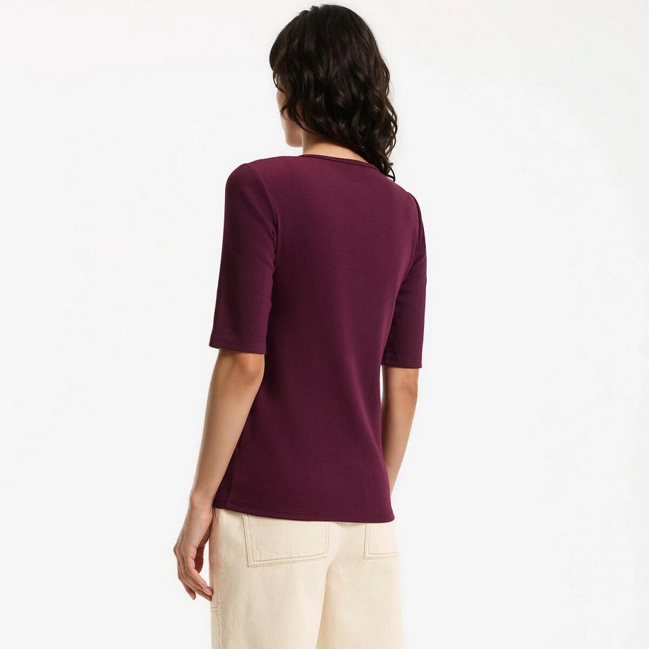 La Redoute Collections Geknöpftes Rundhals Kurzarm T-Shirt  
