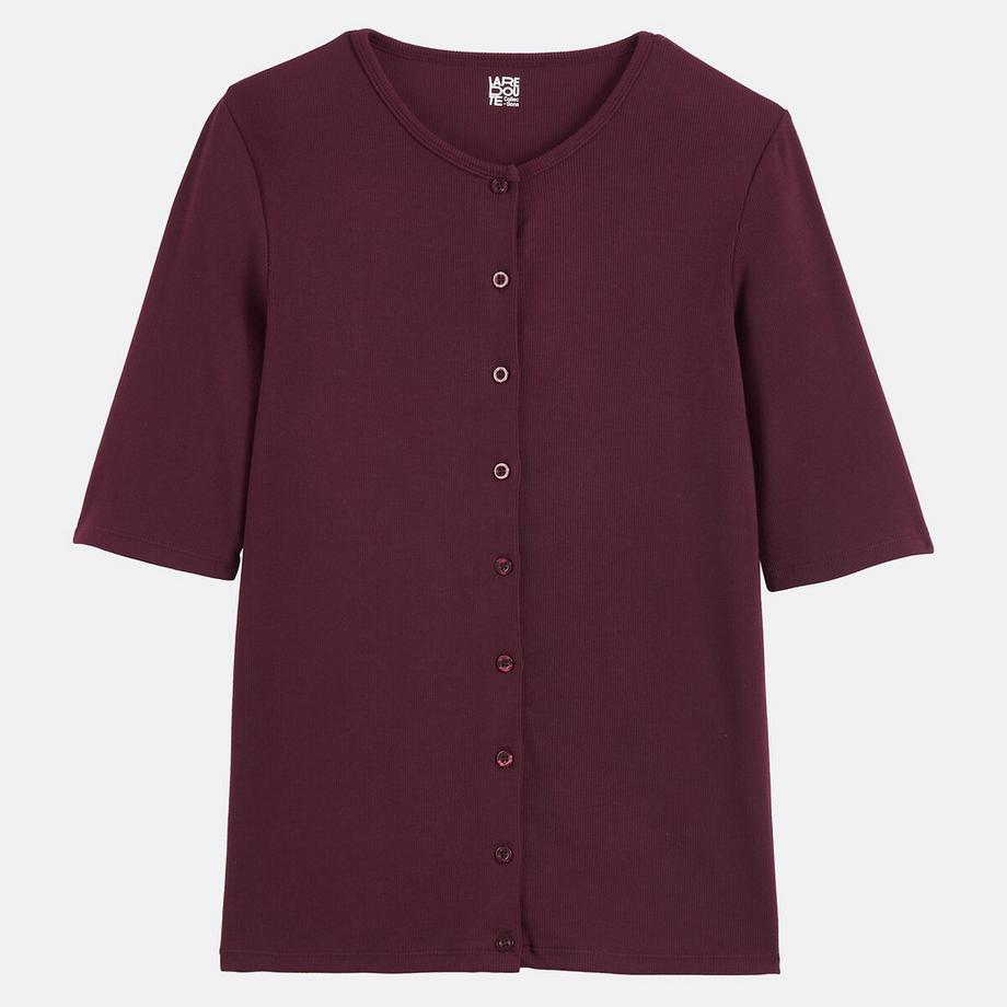 La Redoute Collections Geknöpftes Rundhals Kurzarm T-Shirt  