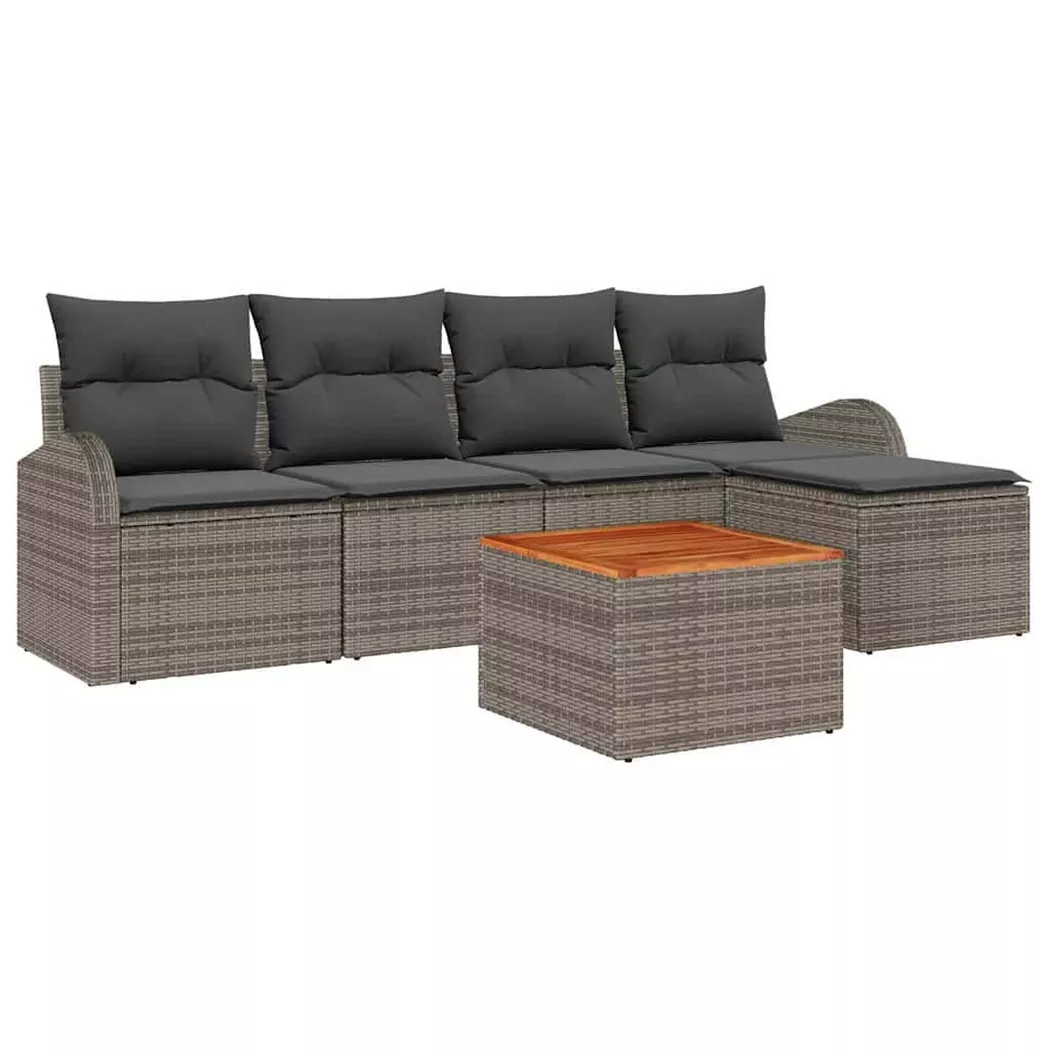 vidaXL Ensemble de canapé de jardin 6 pc Gris polyrotin