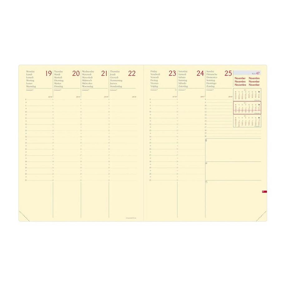 QUO-VADIS Quo Vadis - Agenda - 2025 - Président Prestige - Semainier Planning - Multilingue - Silk - Noir - 13 mois de décembre à décembre - 21x27 cm - Papier Clairefontaine ivoire - Fabrication française  