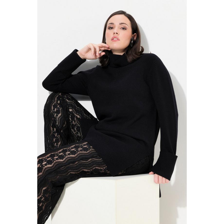 Ulla Popken Pull long Col Roulé Larges Bords-côtes  