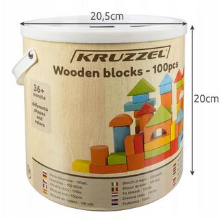 Kruzzel  100 blocs en bois dans un seau avec couvercle de triage 