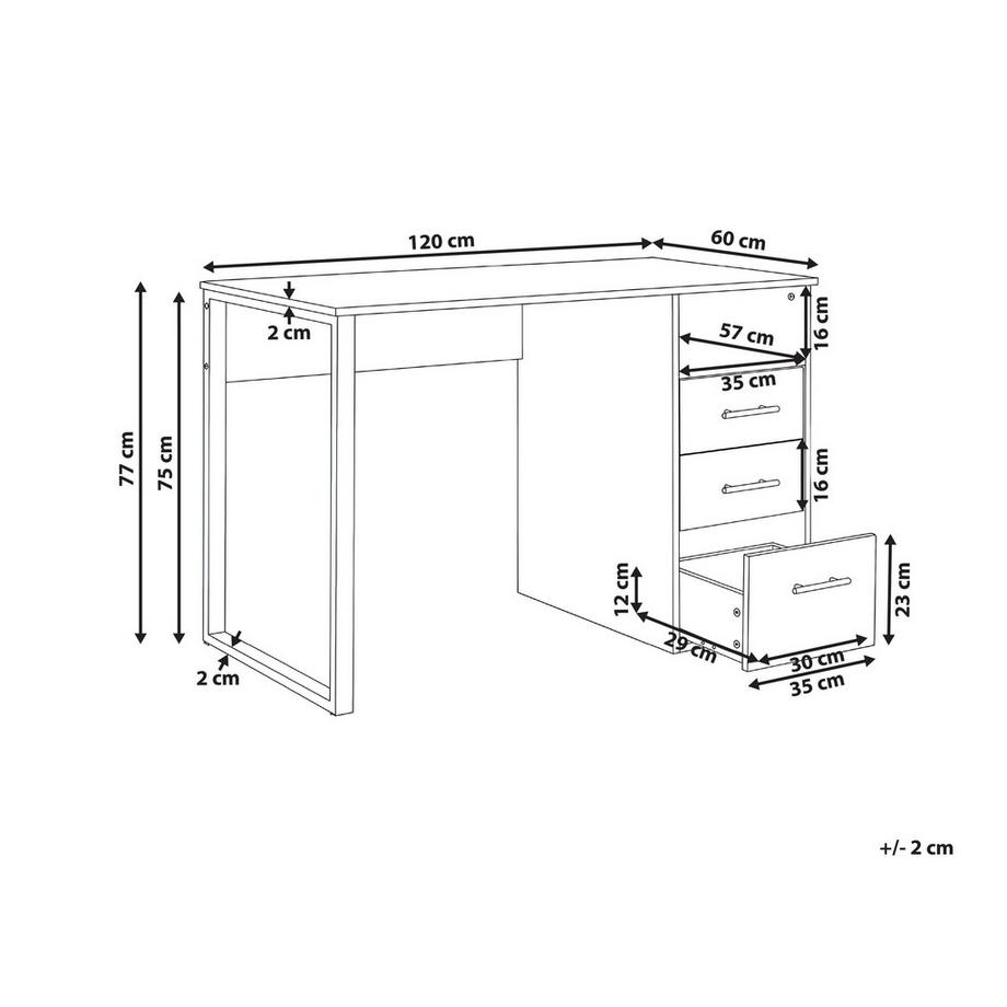 Beliani Table de bureau en Panneau de particules de bois  ZERLAY  