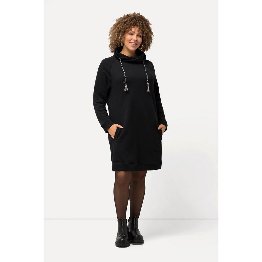 Ulla Popken Abito di Felpa Collo Alto Maniche Lunghe con Tasche  