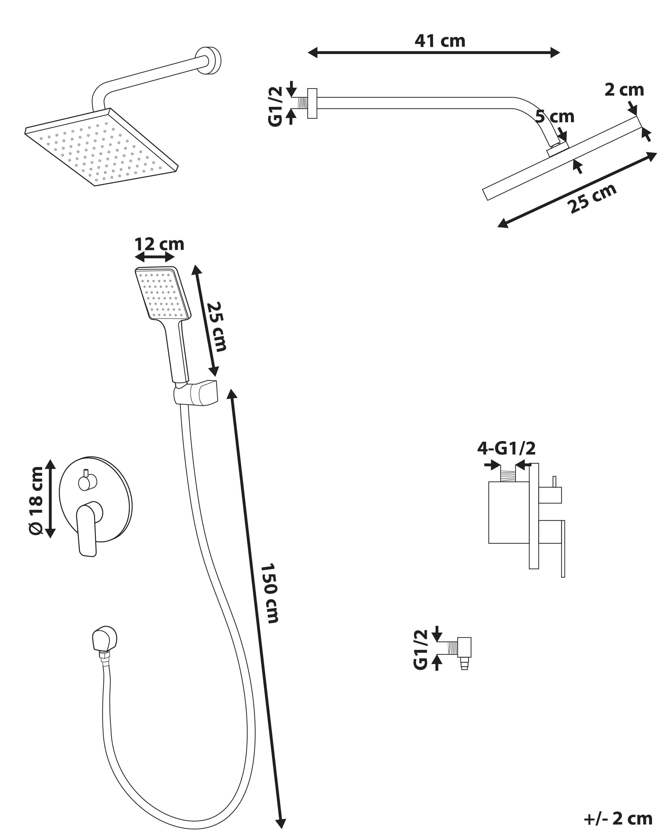 Beliani Ensemble de douche encastrée avec douche pluie en Laiton Moderne CANAIMA  
