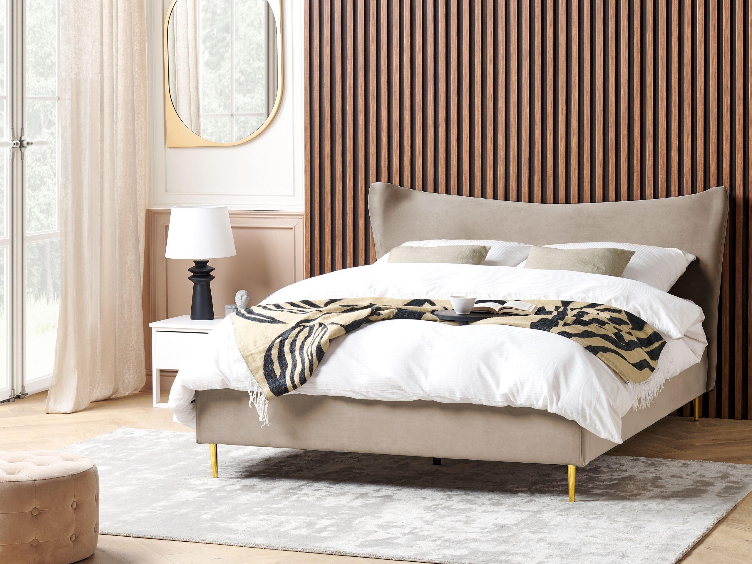 Beliani Bett mit Lattenrost aus Samtstoff Modern CHALEIX  