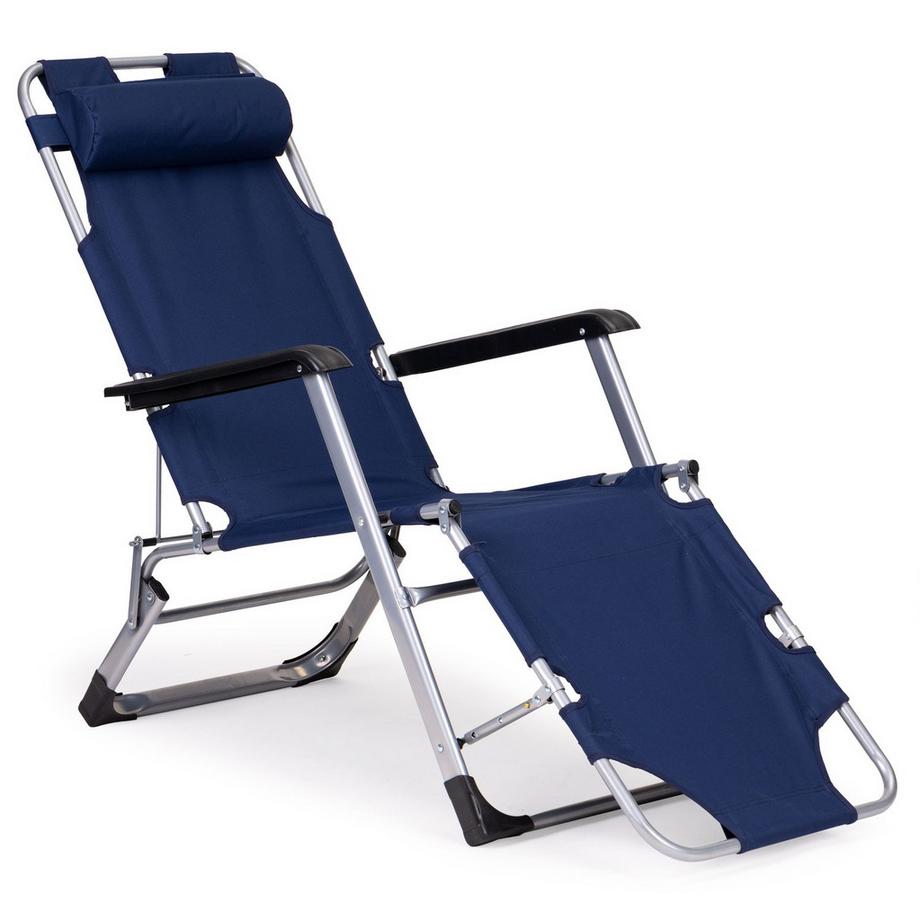 Northix Chaise longue de jardin et de plage, pliable 2 en 1, bleue, MultiGarden  