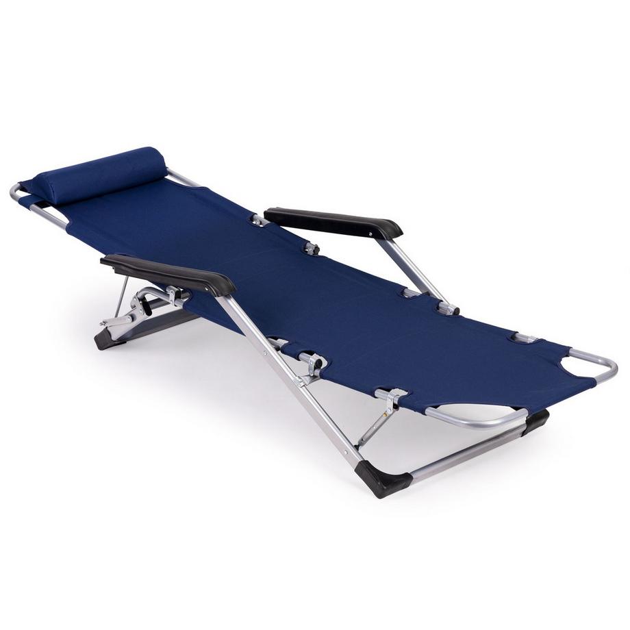 Northix Chaise longue de jardin et de plage, pliable 2 en 1, bleue, MultiGarden  