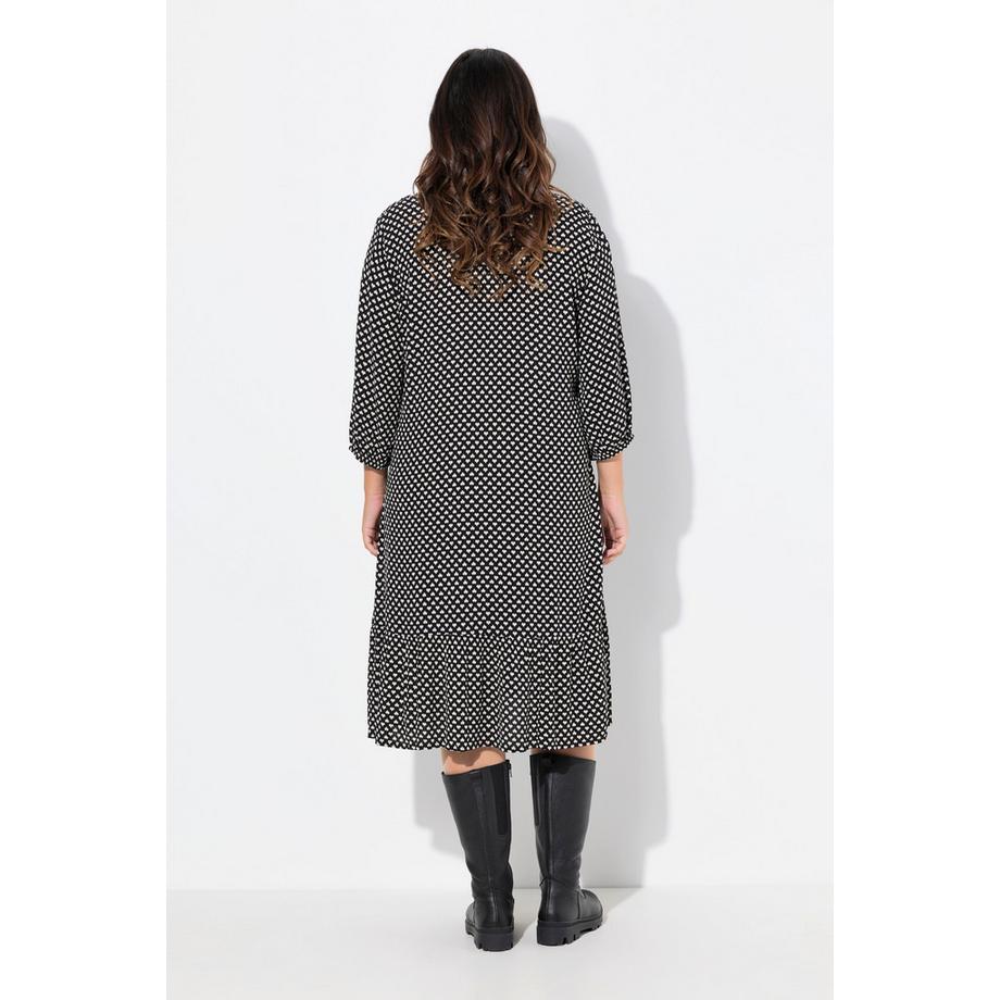 Ulla Popken Midikleid Herzen A-Linie V-Ausschnitt 3/4 Arm  