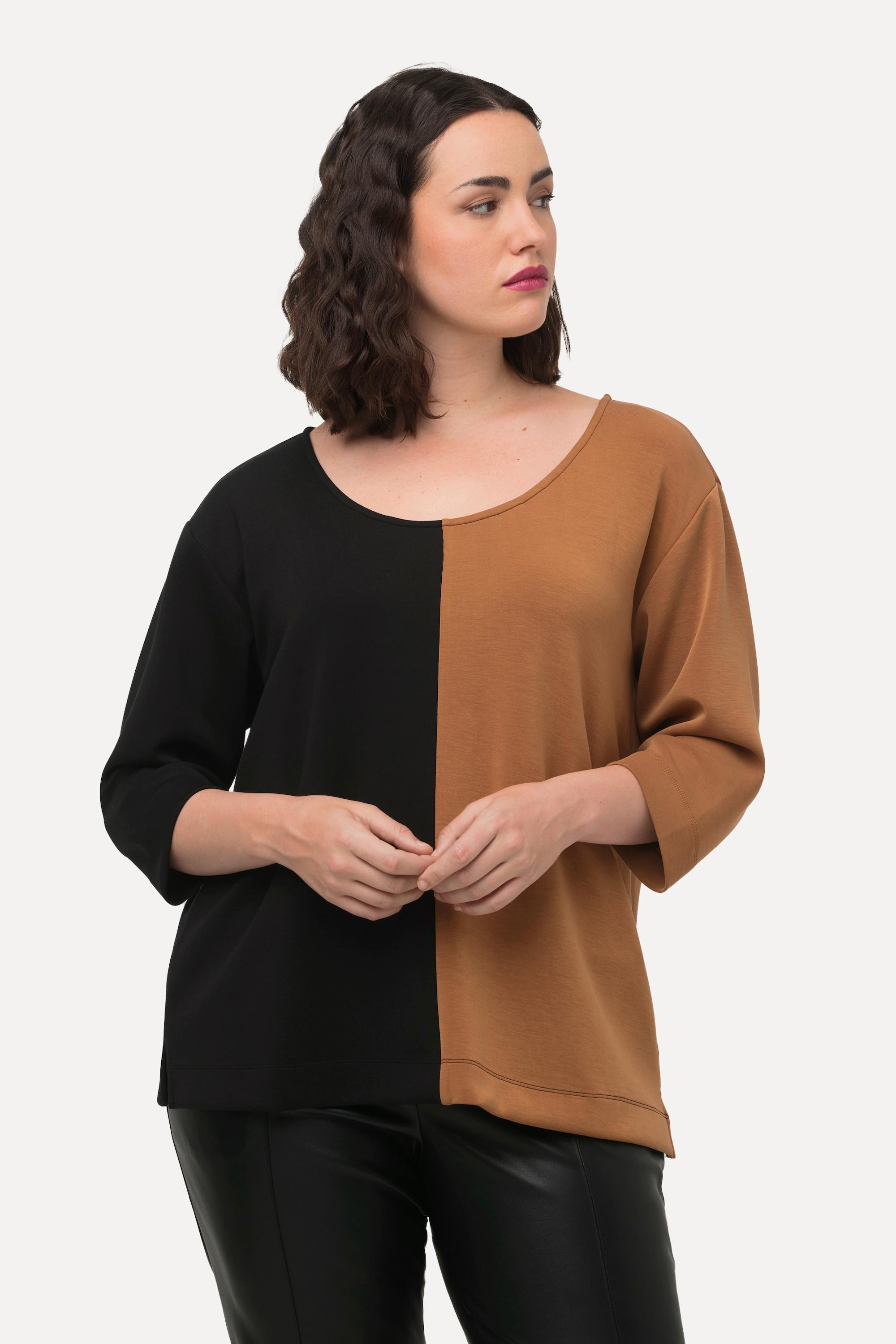 Ulla Popken  Sweatshirt, Rundhals, 3/4-Arm camel 